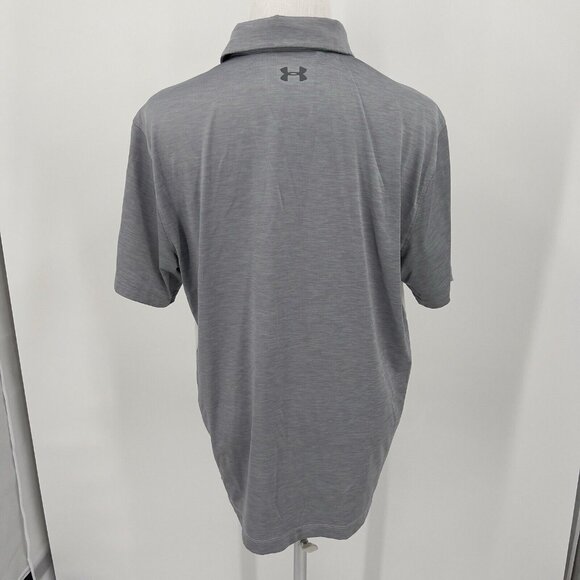 Under Armour Mens HeatGear Polo Shirt XL Extra Large Gray & White Striped - Picture 6 of 8